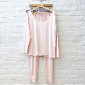 Sheex || Modern Jogger and Long Sleeve Cutout Tee Pajama Set Blush Pink XXL